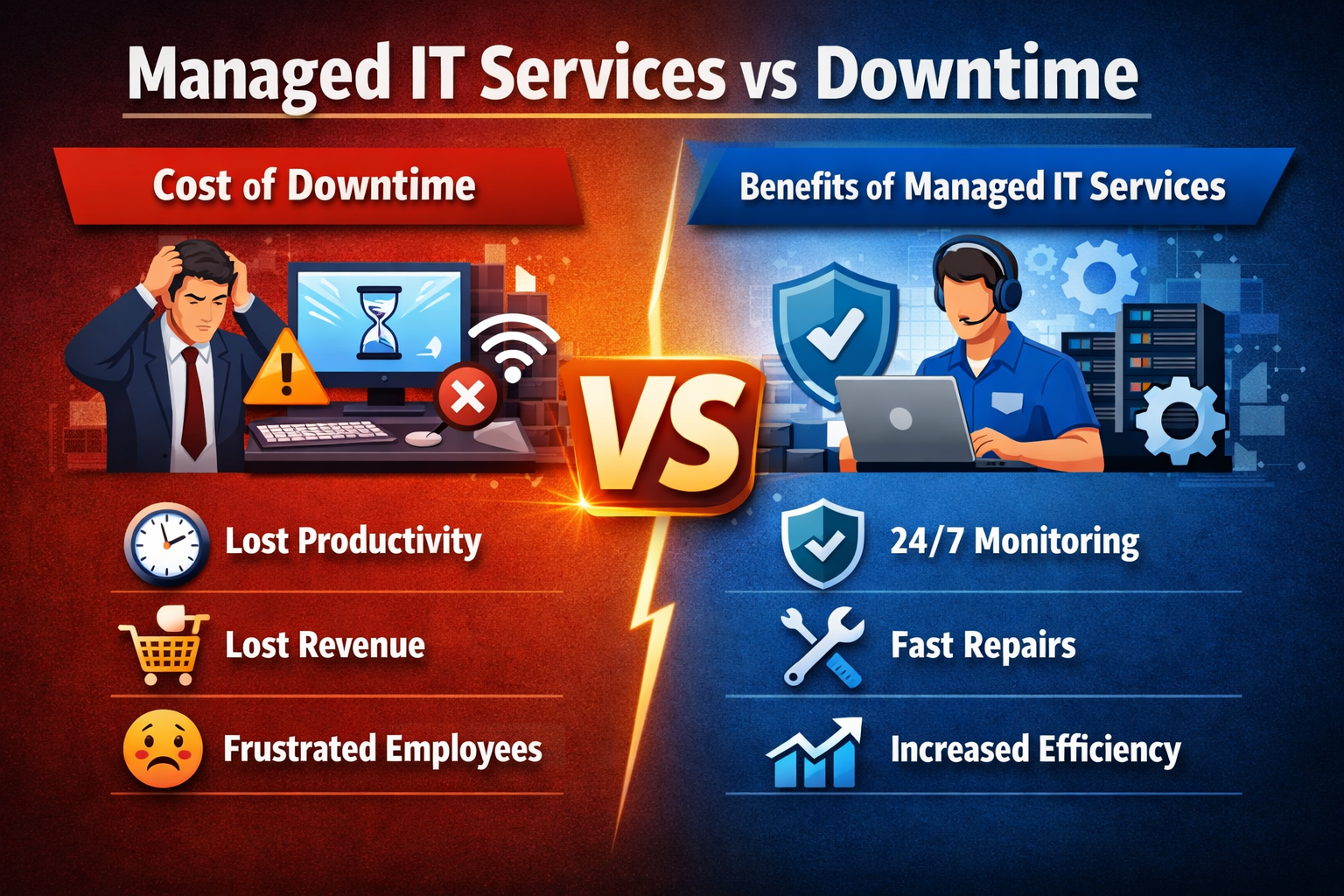Managed IT support vs downtime cost